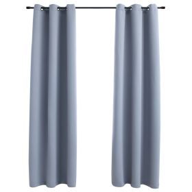 Blackout Curtains with Rings 2 pcs Gray 37"x95" Fabric