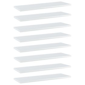 Bookshelf Boards 8 pcs High Gloss White 23.6"x7.9"x0.6" Engineered Wood