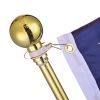 6FT Golden Telescoping Al Flag Pole With US Flag & Ball