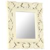 Hand Carved Mirror White 19.7"x19.7" Solid Mango Wood