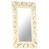 Hand Carved Mirror White 31.5"x19.7" Solid Mango Wood