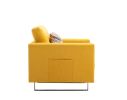 Victoria Yellow Linen Fabric Armchair with Metal Legs; Side Pockets; and Pillow