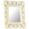 Hand Carved Mirror White 19.7"x19.7" Solid Mango Wood