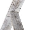 Farmhouse 4.5 Ft Wall Leaning Wood Blanket Quilt Storage Ladder Towel Rack, Bathroom Bedroom Decorative Shelf - Vintage White XH