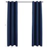 Blackout Curtains with Rings 2 pcs Navy Blue 37"x84" Fabric