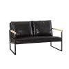 Metal Frame with Faux Leather Upholstery Loveseat (Dark Brown)