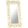 Hand Carved Mirror White 31.5"x19.7" Solid Mango Wood