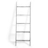 Farmhouse 4.5 Ft Wall Leaning Wood Blanket Quilt Storage Ladder Towel Rack, Bathroom Bedroom Decorative Shelf - Vintage White XH