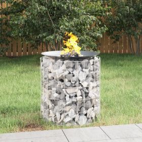 Gabion Fire Pit âˆšÃ² 19.7" Galvanized Iron (Color: Silver)