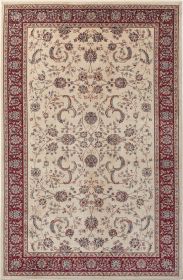 Stylish Classic Pattern Design Traditional Bordered Floral Filigree Area Rug (Color: Beige|Ivory, size: 7'9" X 9'9")