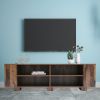 TV Stand for TVs up to 65-Inch Flat Screen, Mid-Century Modern Entertainment Center with 8 Open Shelves, Universal TV Storage Cabinet for Living Room