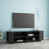 TV Stand for TVs up to 65-Inch Flat Screen, Mid-Century Modern Entertainment Center with 8 Open Shelves, Universal TV Storage Cabinet for Living Room