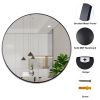 SDKOA Large Round Mirror 32 Inch with Black Aluminum Frame for Wall Decor;  Bathroom Big Circle Mirror Modern Style Wall Hanging for Bedroom;  Living