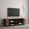 TV Stand for TVs up to 65-Inch Flat Screen, Mid-Century Modern Entertainment Center with 8 Open Shelves, Universal TV Storage Cabinet for Living Room