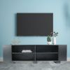 TV Stand for TVs up to 65-Inch Flat Screen, Mid-Century Modern Entertainment Center with 8 Open Shelves, Universal TV Storage Cabinet for Living Room